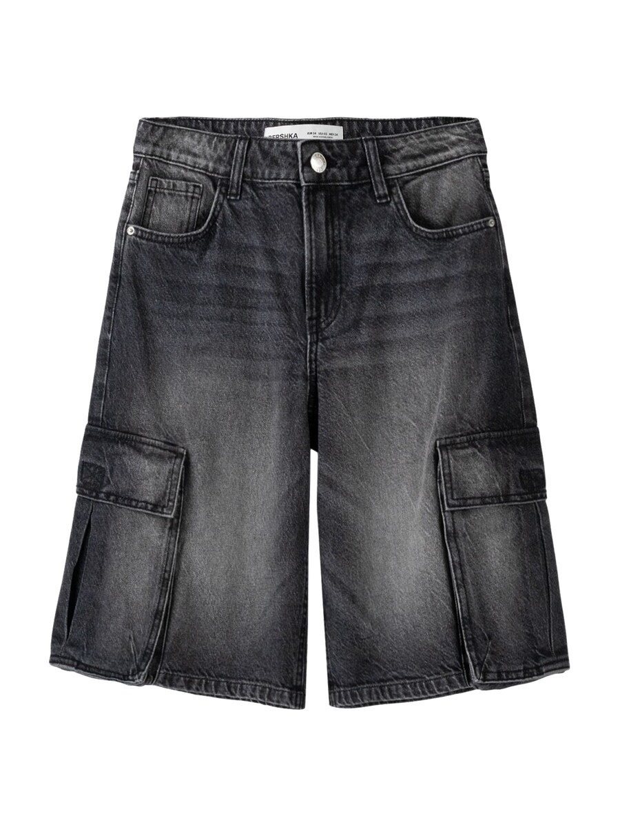 

Джинсы-карго свободного кроя Bershka, черный деним