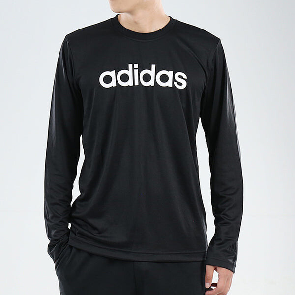 Футболка m logo ls t logo printing sports round neck long sleeves black Adidas, черный — фото 4