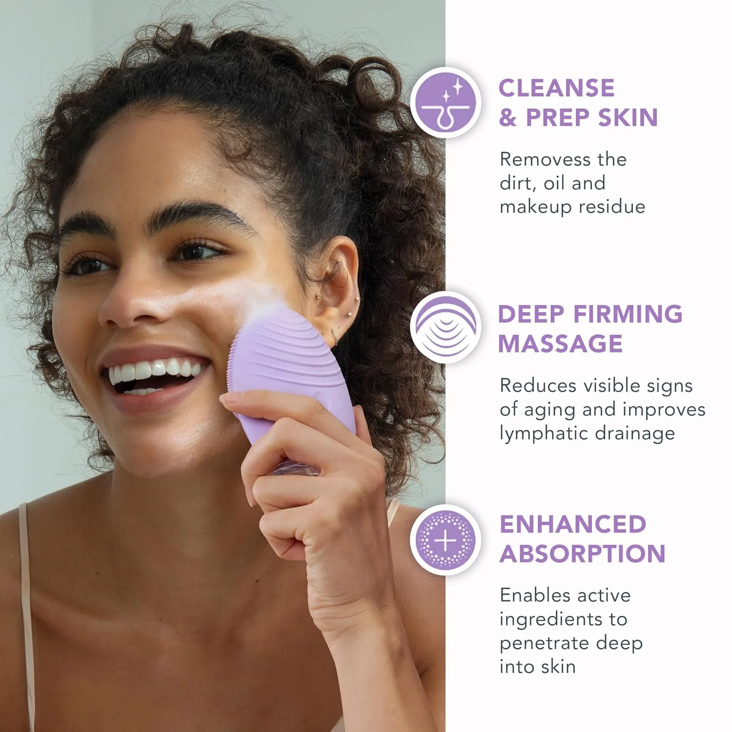 FOREO Deep & Gentle LUNA 4 Sensitive Bundle - щетка для умывания для чувствительной кожи + очищающая пенка LUNA Micro-Foam 2.0, 100 мл - набор для глубокого очищения и массажа, Luna 4 Sensitive Skin Set — фото 3