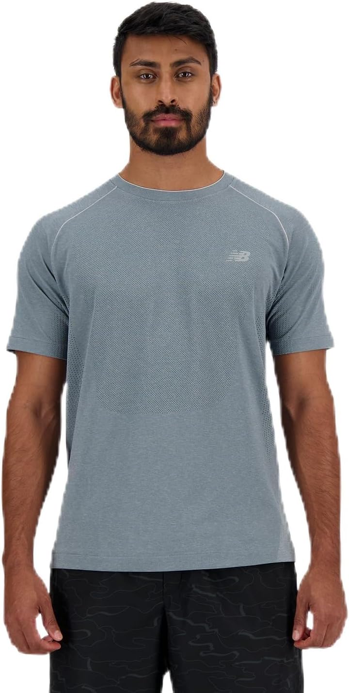 

Мужская бесшовная футболка с коротким рукавом New Balance Dry NB Athletics (MT41080), серый