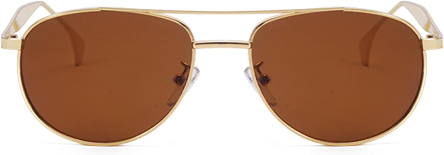 

bullabulling Винтажные солнцезащитные очки-пилот с двойной оправой 70-х годов для женщин и мужчин. Классические очки для активного отдыха в овальной оправе, дорожные очки, Gold Tea