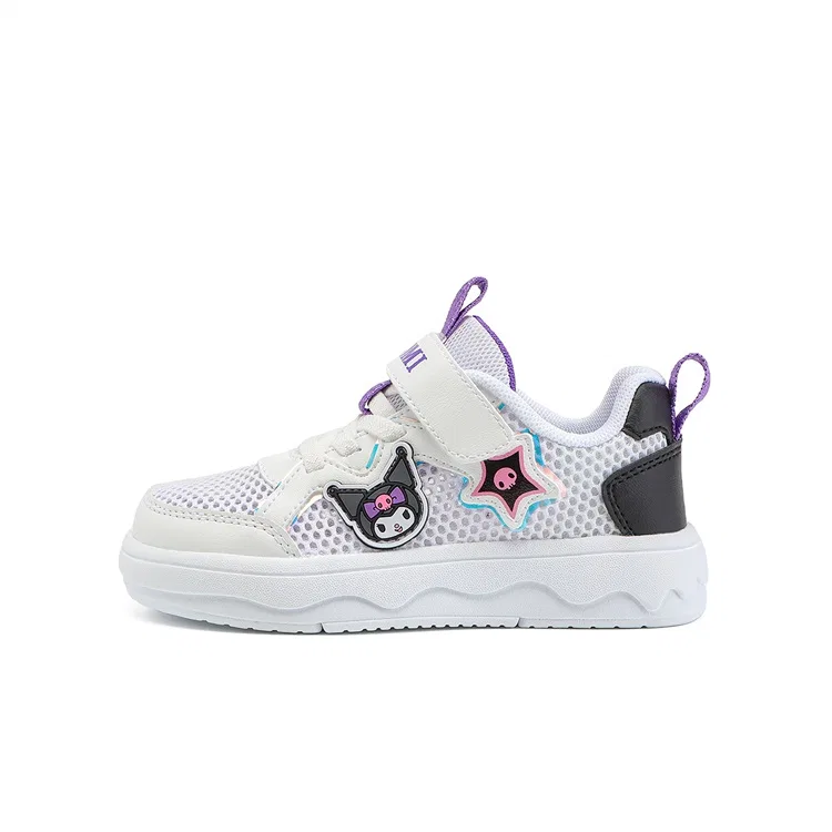 Кроссовки Hello Kitty Air Force 1 с завышенной подошвой, износостойкие, дышащие, противоскользящие, низкий верх Sanrio, White Black Purple-Kuromi (Breathable)
