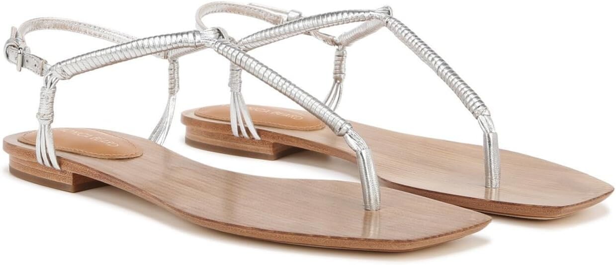 Сандалии Veronica Beard Amelia Thongs, цвет Silver Leather