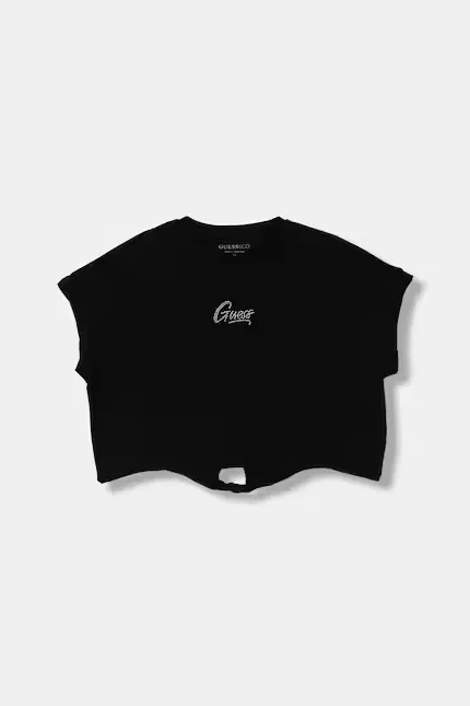 Футболка с коротким рукавом с завязками и стразами Guess, черный