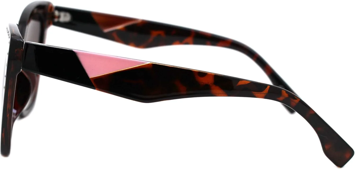 

Женские квадратные солнцезащитные очки «кошачий глаз» в форме бабочки с декоративными заклепками, защита от УФ-излучения 400 PASTL, Tortoise Pink (Brown Smoke)