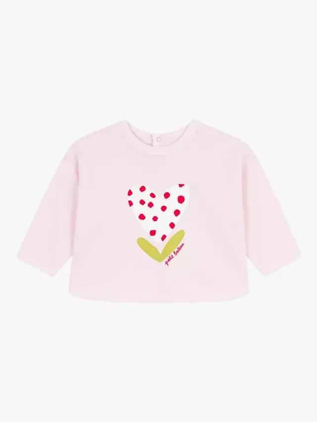 Детская толстовка свободного кроя с принтом, розовая Petit Bateau