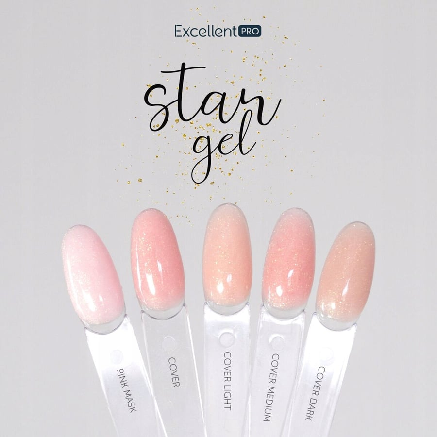 Excellent Pro Star Gel с золотыми частицами Cover Builder Gel 50 г — фото 3
