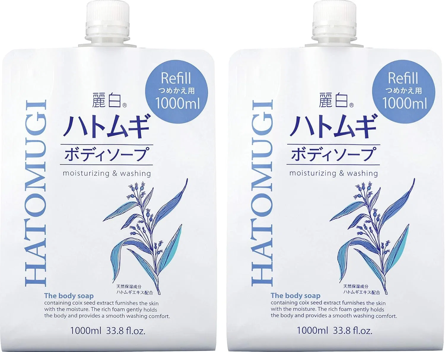 Мыло для тела Reihou White Hato Mugi Body Soap Refill 1000ml x 2 шт.