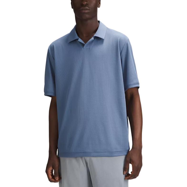 

Текстурированная сетчатая короткая поло для мужчин Lululemon, синий