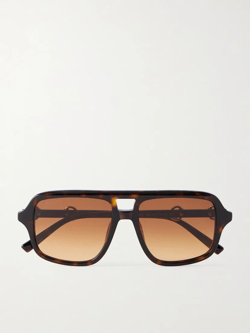 Солнцезащитные очки-авиаторы из ацетата Gucci Eyewear, коричневый