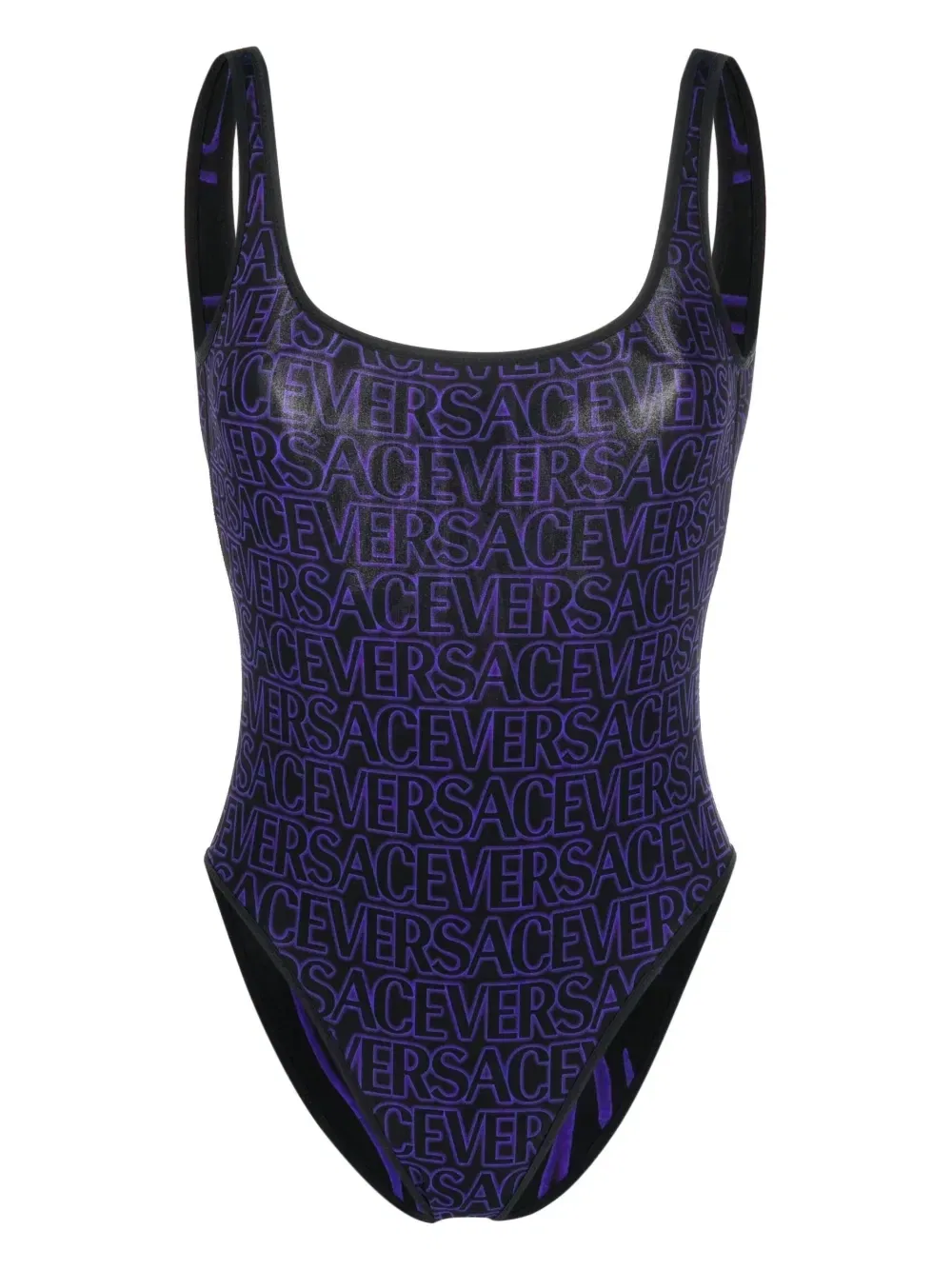 Двусторонний купальник с открытой спиной и логотипом VERSACE, черный