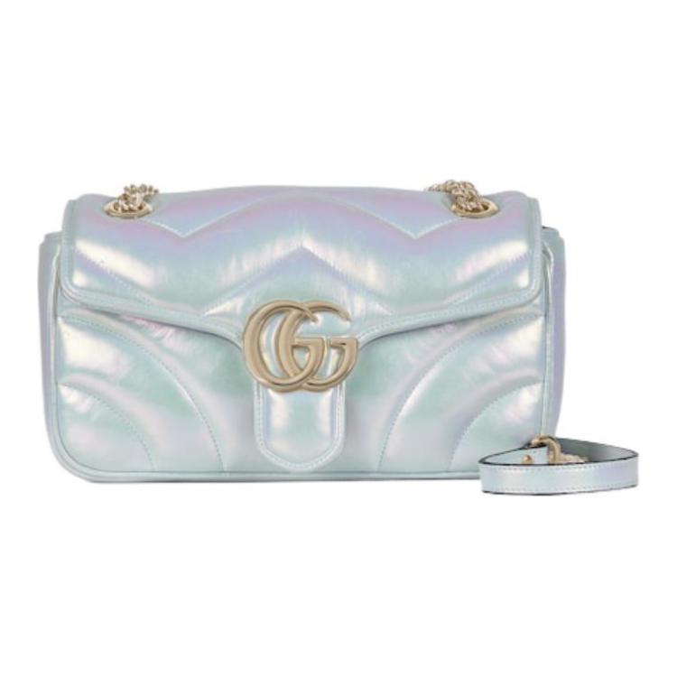 

GUCCI Сумка GG Marmont стеганая кожаная кросс-боди, маленькая женская наплечная сумка переливающийся синий