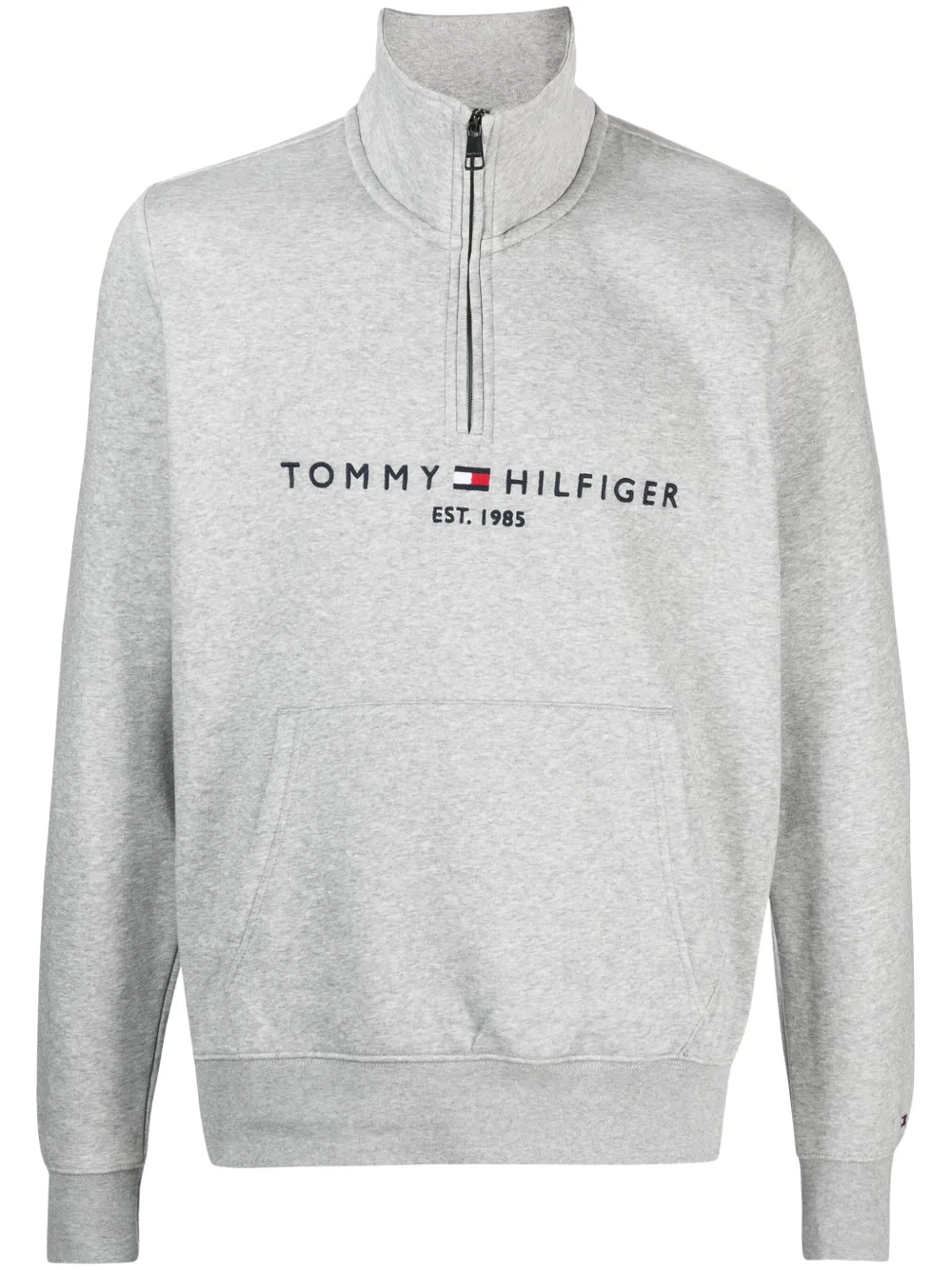 

Толстовка с воротником на молнии и вышитым логотипом Tommy Hilfiger, серый