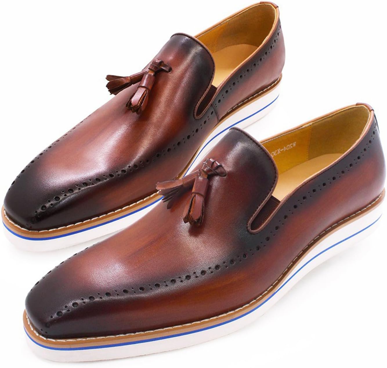 

Мужские туфли Santimon Slip On с кисточками, формальные лоферы, из натуральной кожи, с простым носком, пенни-лоферы, для выпускного, свадьбы, делового и повседневного ношения, удобные модные туфли для смокинга для мужчин, коричневый