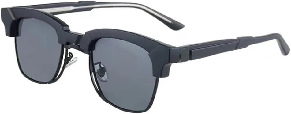 

MUTYNE Модные квадратные женские солнцезащитные очки класса люкс в стиле ретро с прозрачными линзами и полуметаллической оправой для мужских очков, Matte Black Gray