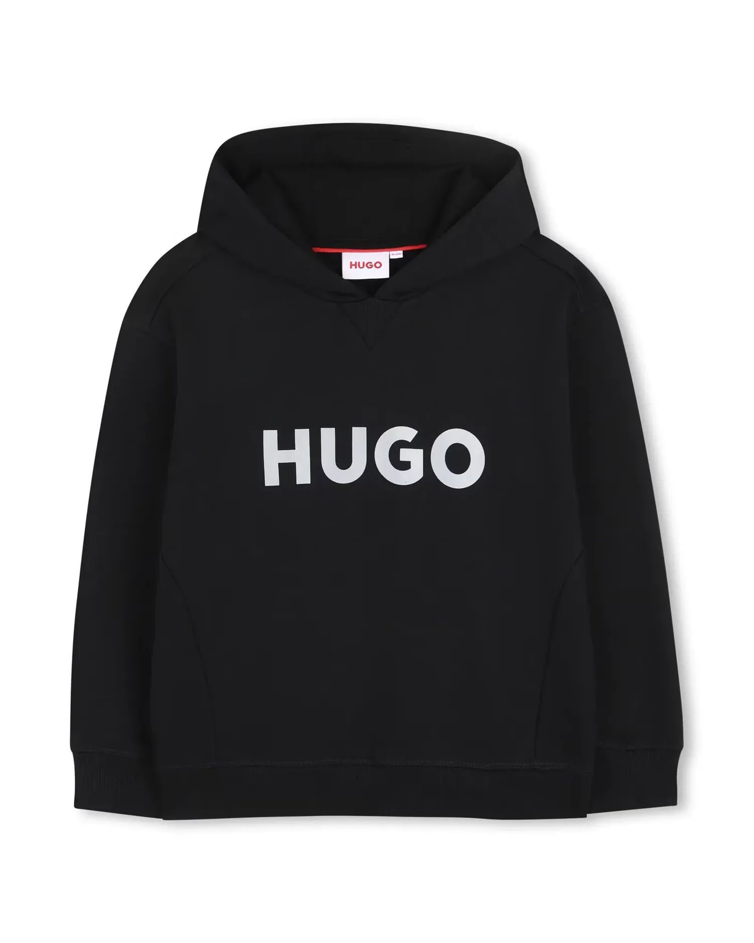 Детская толстовка с капюшоном с длинным рукавом из хлопка однотонная Hugo, черный