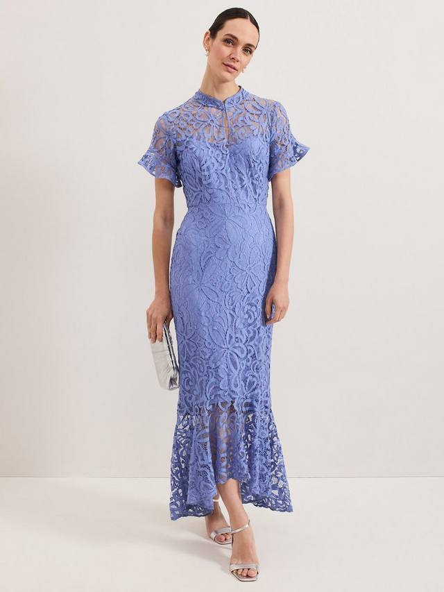 

Кружевное платье-русалка макси от eadie Phase Eight, цвет Pale Blue