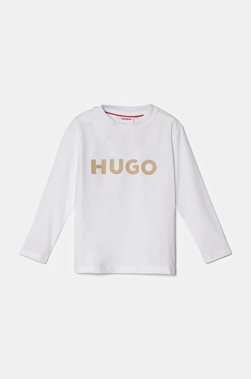 

Хлопковая футболка с длинными рукавами HUGO для мальчиков, белый