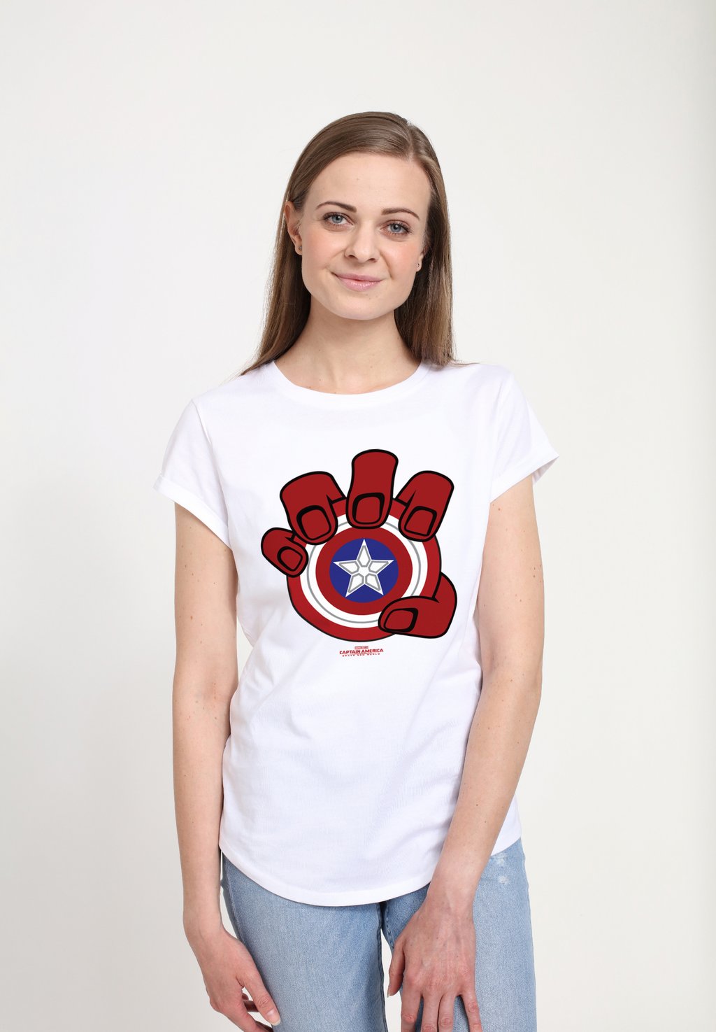 

Футболка с принтом CAPTAIN AMERICA BRAVE NEW WORLD HAND AND SHIELD Henry Tiger, белый