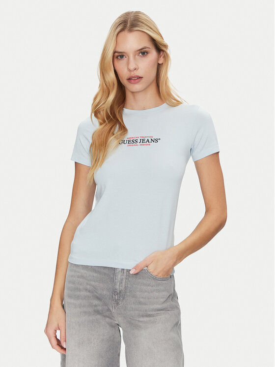 

Облегающая футболка W4YI03 J1314 Guess Jeans, голубой