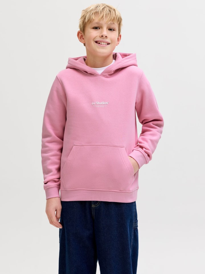 JACK & JONES Junior Толстовка с капюшоном JJESOHO SWEAT HOOD JNR, призматический розовый цвет — фото 2
