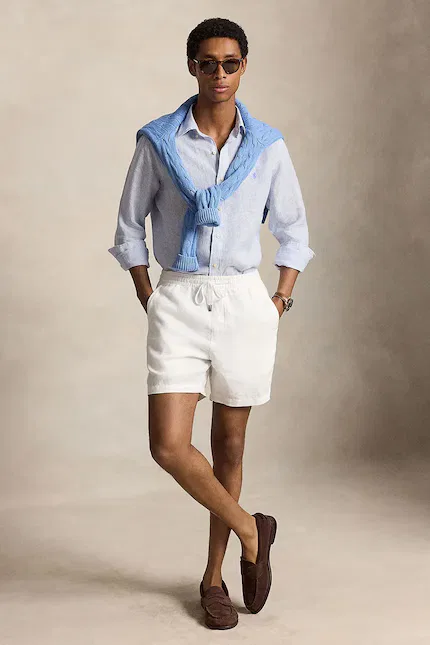 Рубашка из льна Polo Ralph Lauren, синий — фото 3