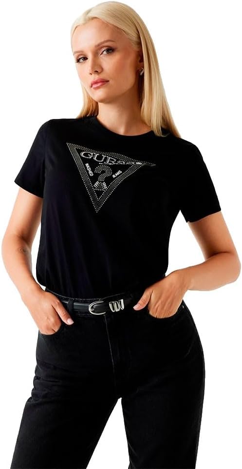 

Женская футболка Guess Eco Short Sleeve Krystal Triangle, Jet Black, Черный, Женская футболка Guess Eco Short Sleeve Krystal Triangle, Jet Black