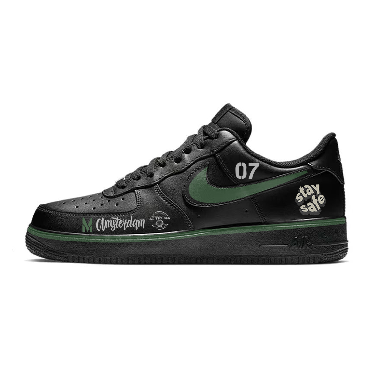 

Кроссовки Nike Air Force 1 Skateboarding Shoes Men Low-top Black/green, черный