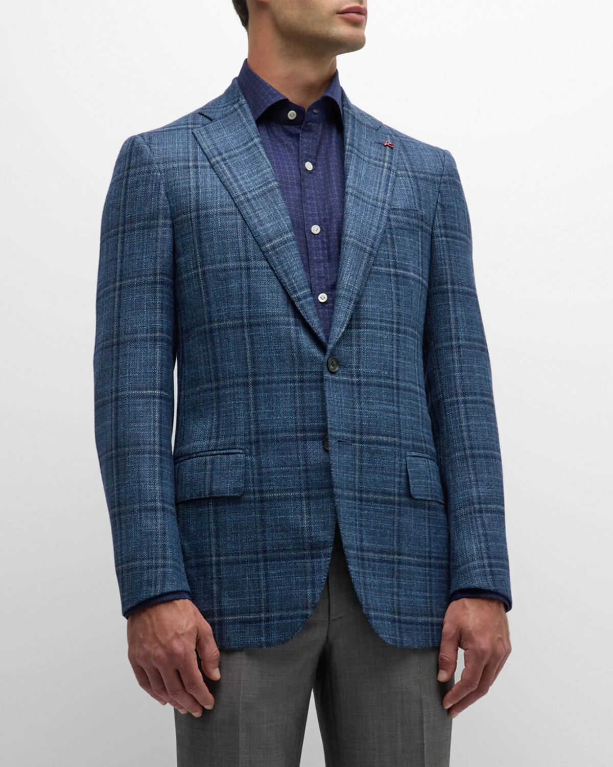 

Мужская синяя спортивная куртка в клетку с оконным стеклом Isaia, цвет Medium Blu, Синий, Мужская синяя спортивная куртка в клетку с оконным стеклом Isaia, цвет Medium Blu