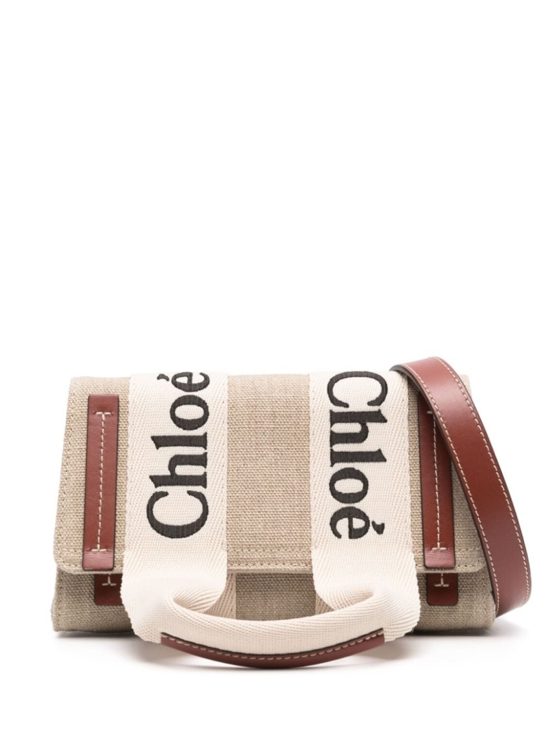 

Chloé поясная сумка с вышитым логотипом, нейтральный цвет