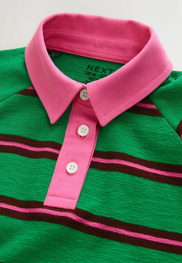 Регбийная рубашка-поло стандартного кроя Next, Green Pink Stripe — фото 2