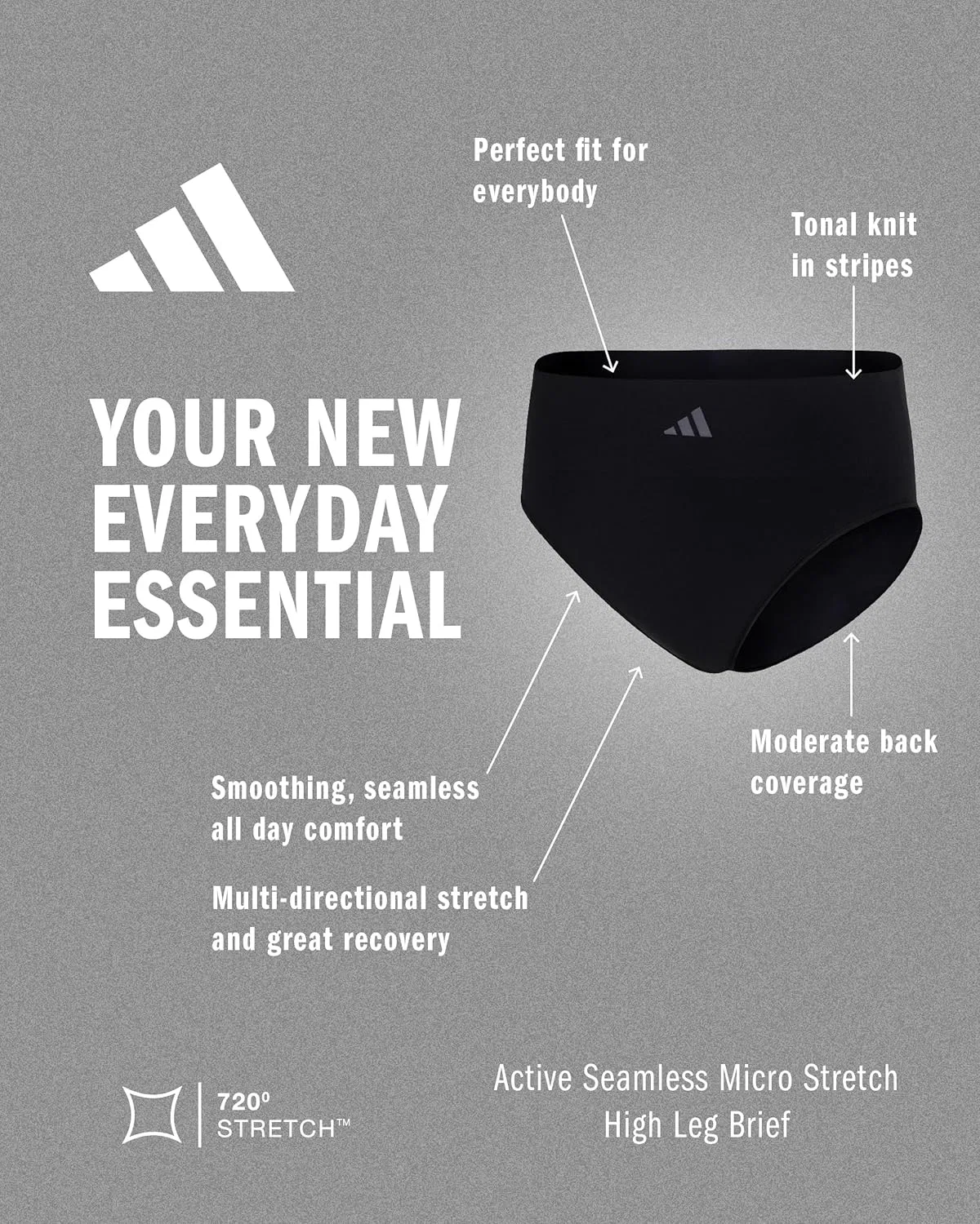 Женские бесшовные трусики-слипы Adidas Active с микроэластичным верхом и высокой посадкой, Toasted Almond — фото 2