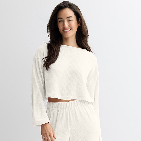 

Женская длинная пижама с длинным рукавом из шенилла Sonoma Goods For Life, Ivory Tusk