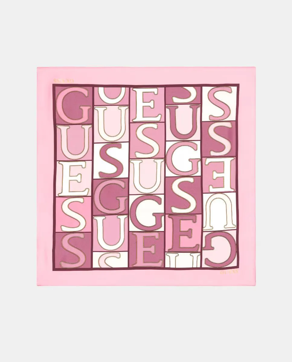 

Шарф Guess в клетку с принтом, розовый