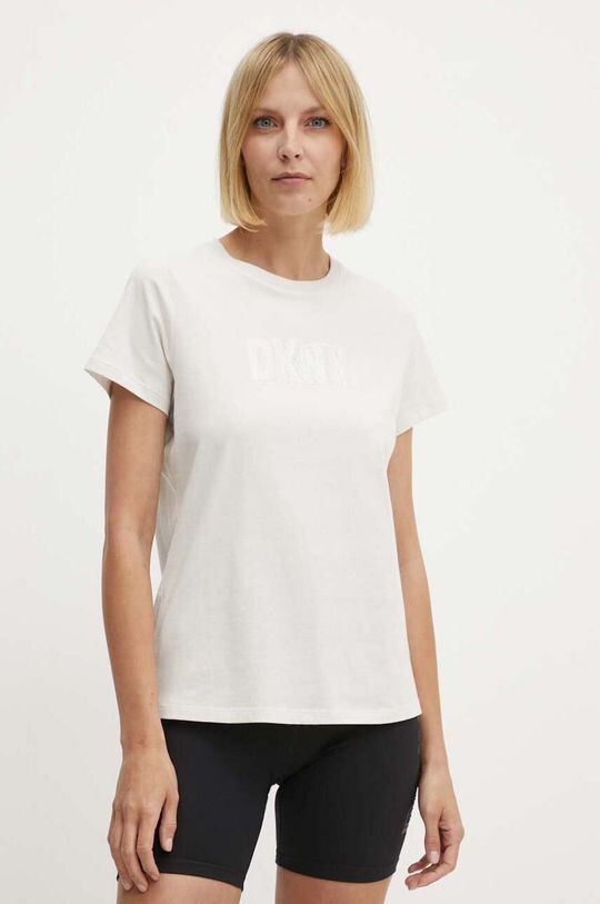 Хлопковая футболка Dkny, бежевый
