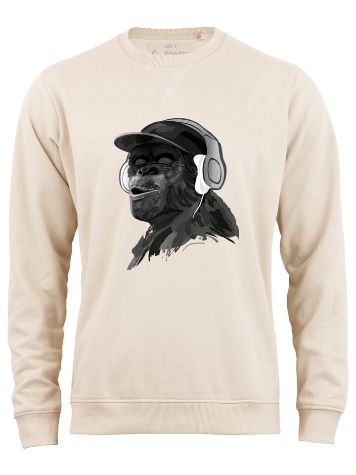 

Толстовка Cotton Prime Sweatshirt Affe Monkey mit DJ-Kopfhörer, бежевый