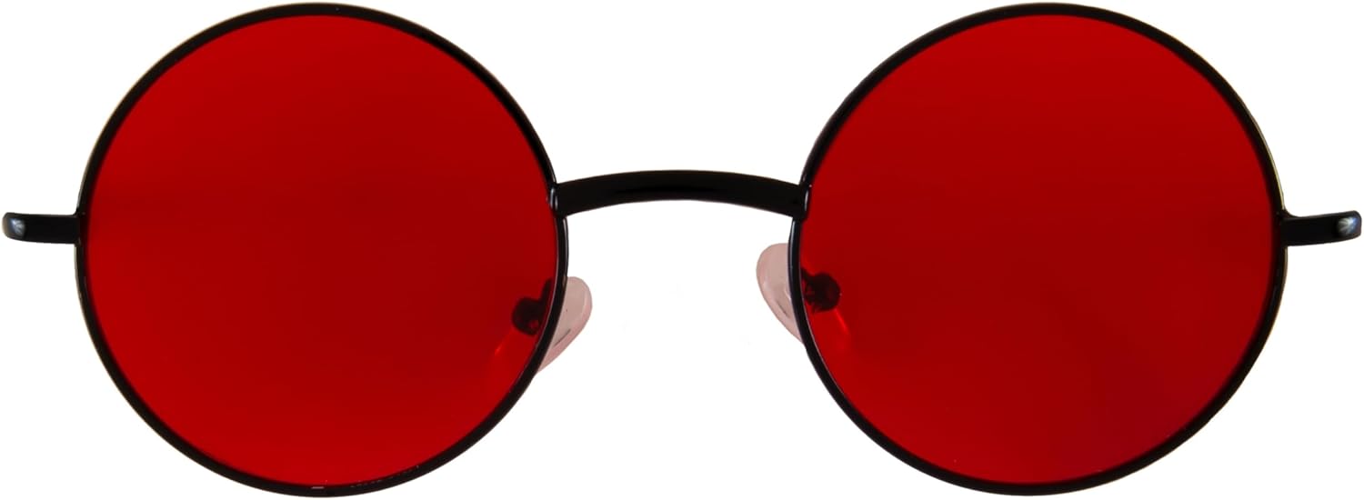 

Круглые солнцезащитные очки OWL в металлической оправе, в стиле хиппи, с защитой от УФ-излучения UV400, поликарбонатные линзы, очки Джона Леннона для мужчин и женщин, Red Tinted Lens / Black