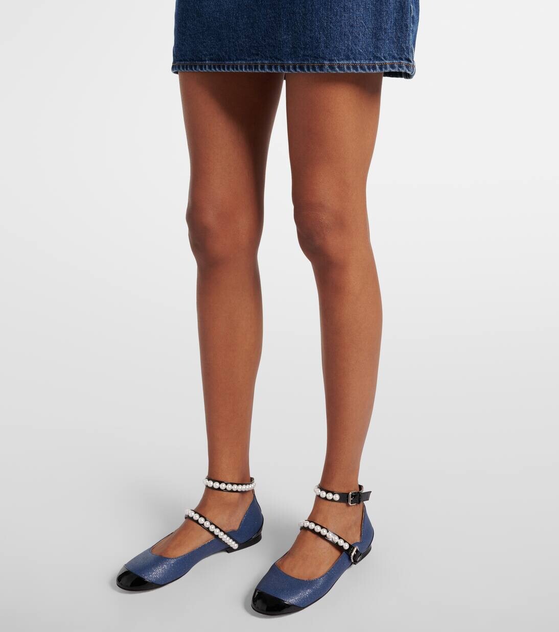 Туфли Мэри Джейн из денима с декором Mach & Mach, цвет denim — фото 4
