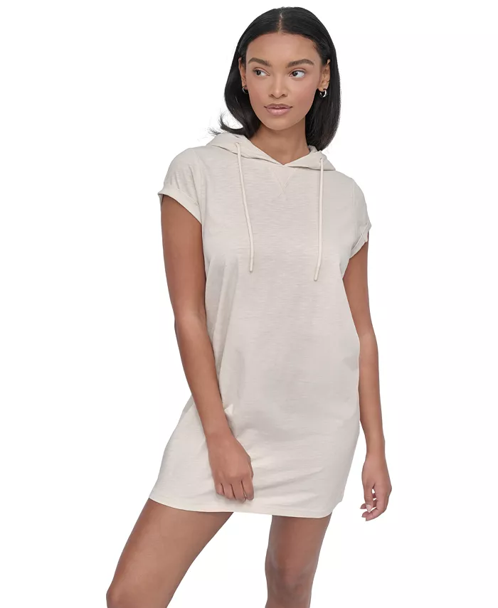 

Женское худи-платье с закатанными рукавами Sneaker Dress DKNY, коричневый/бежевый