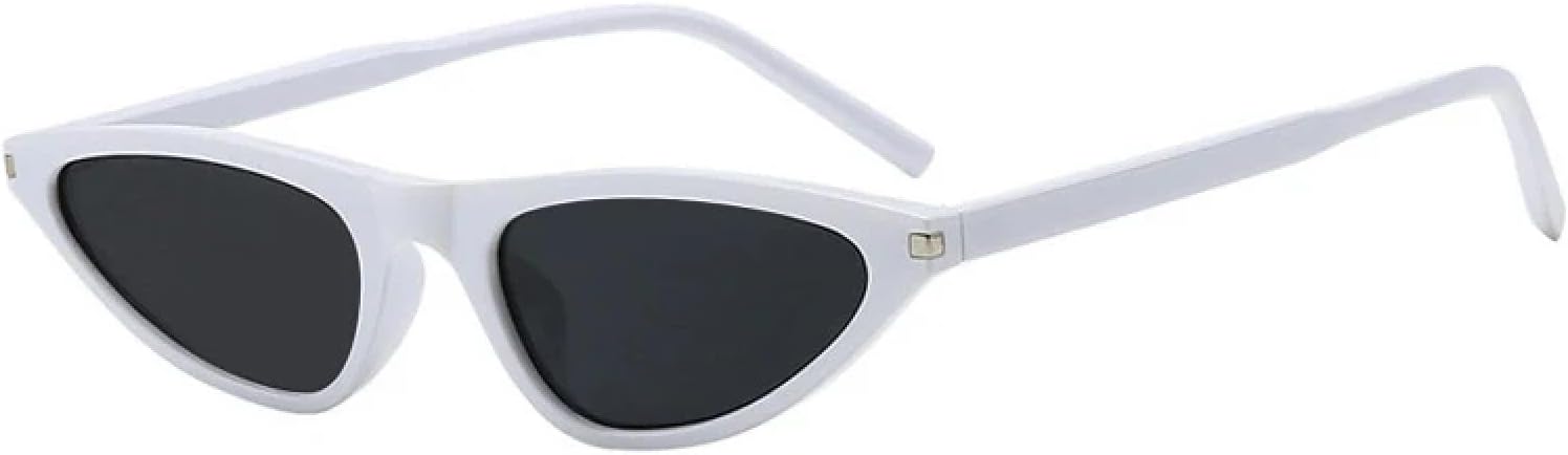 

Винтажные модные солнцезащитные очки «кошачий глаз» в маленькой оправе для женщин, роскошные солнцезащитные очки для мужчин, дорожные очки для вождения, защита от УФ-излучения UV400 TKKTLLT, White Gray