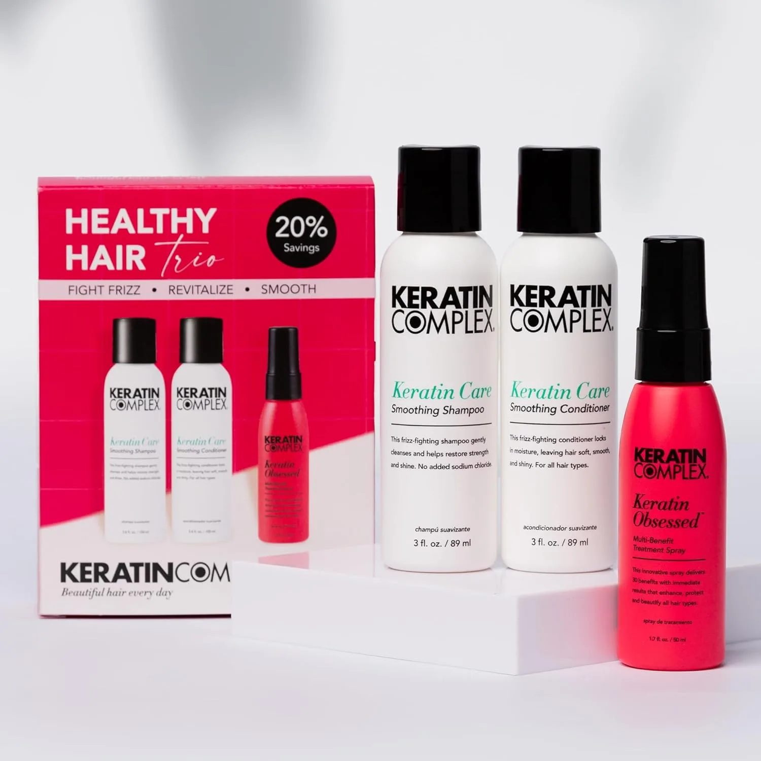 Keratin Complex - Healthy Hair Trio - Шампунь и кондиционер Keratin Care, 100 мл, и многофункциональный спрей для ухода за волосами Keratin Obsessed, 50 мл. — фото 2