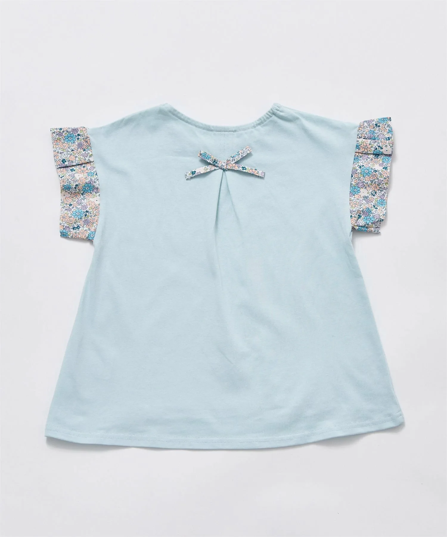 Футболка с короткими рукавами и оборками на рукавах Ever Closet, Blue Flower — фото 4