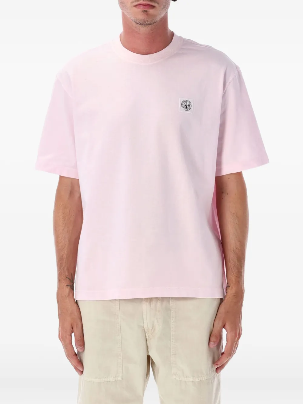 

Футболка с нашивкой-логотипом Stone Island, розовый