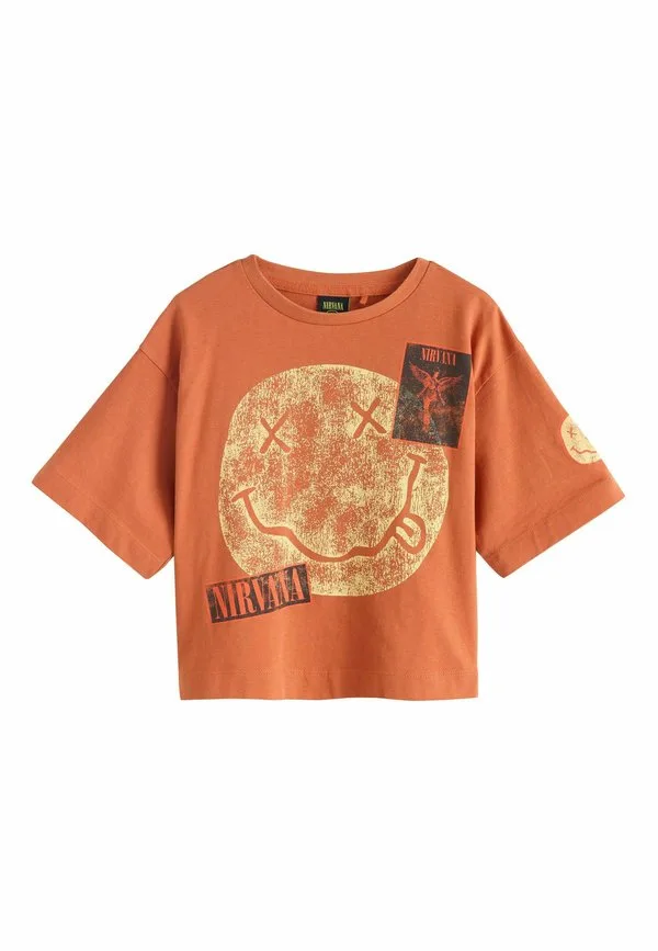 Футболка стандартного кроя с графическим принтом nirvana Next, Rust Brown