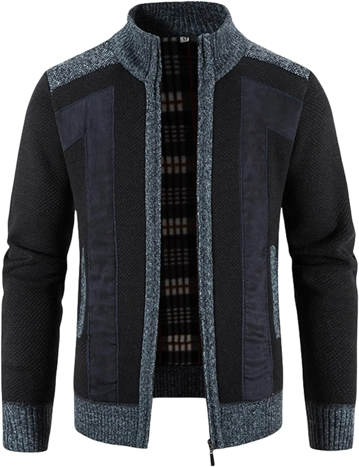 

Свитер с воротником-стойкой и молнией для мужчин, цветной блок, Slim Fit evzosrz