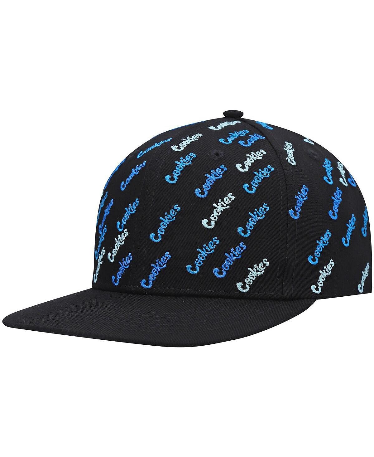 

Мужская черная шляпа Snapback с тройным лучом и сплошным принтом Cookies
