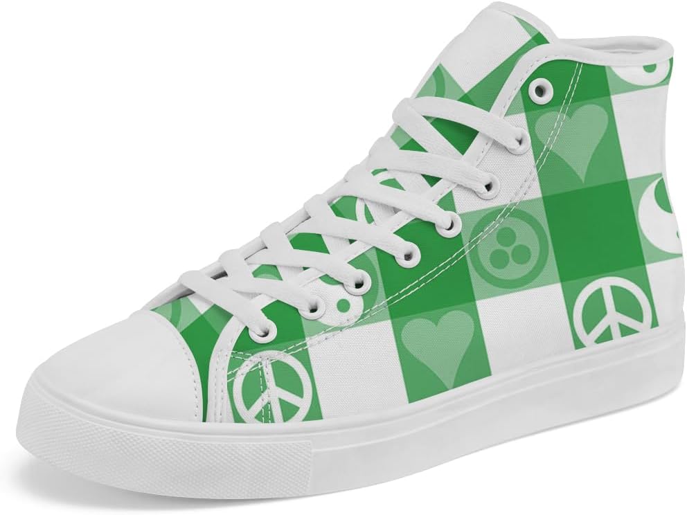 

Кеды Peace высокие мужские и женские, клетчатые, на шнуровке, повседневные, для мужчин и женщин Chebing, зеленый