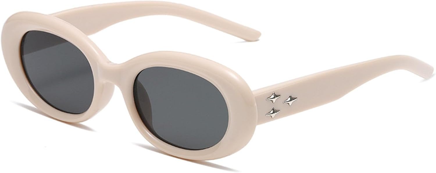 

Женские солнцезащитные очки, модные прямоугольные солнцезащитные очки для женщин и мужчин, винтажные ретро-очки для вождения в стиле 90-х, овальные солнцезащитные очки SA HEXISHIJIA, White