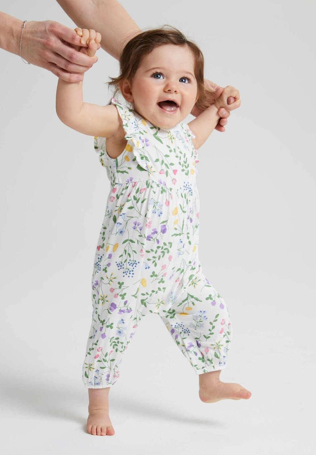 

Комбинезон FLORAL PRINT SHORT SLEEVE WITH RUFFLE Polarn O. Pyret, белый
