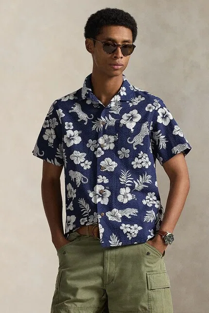 Рубашка с принтом Jaguar Polo Ralph Lauren, фиолетовый